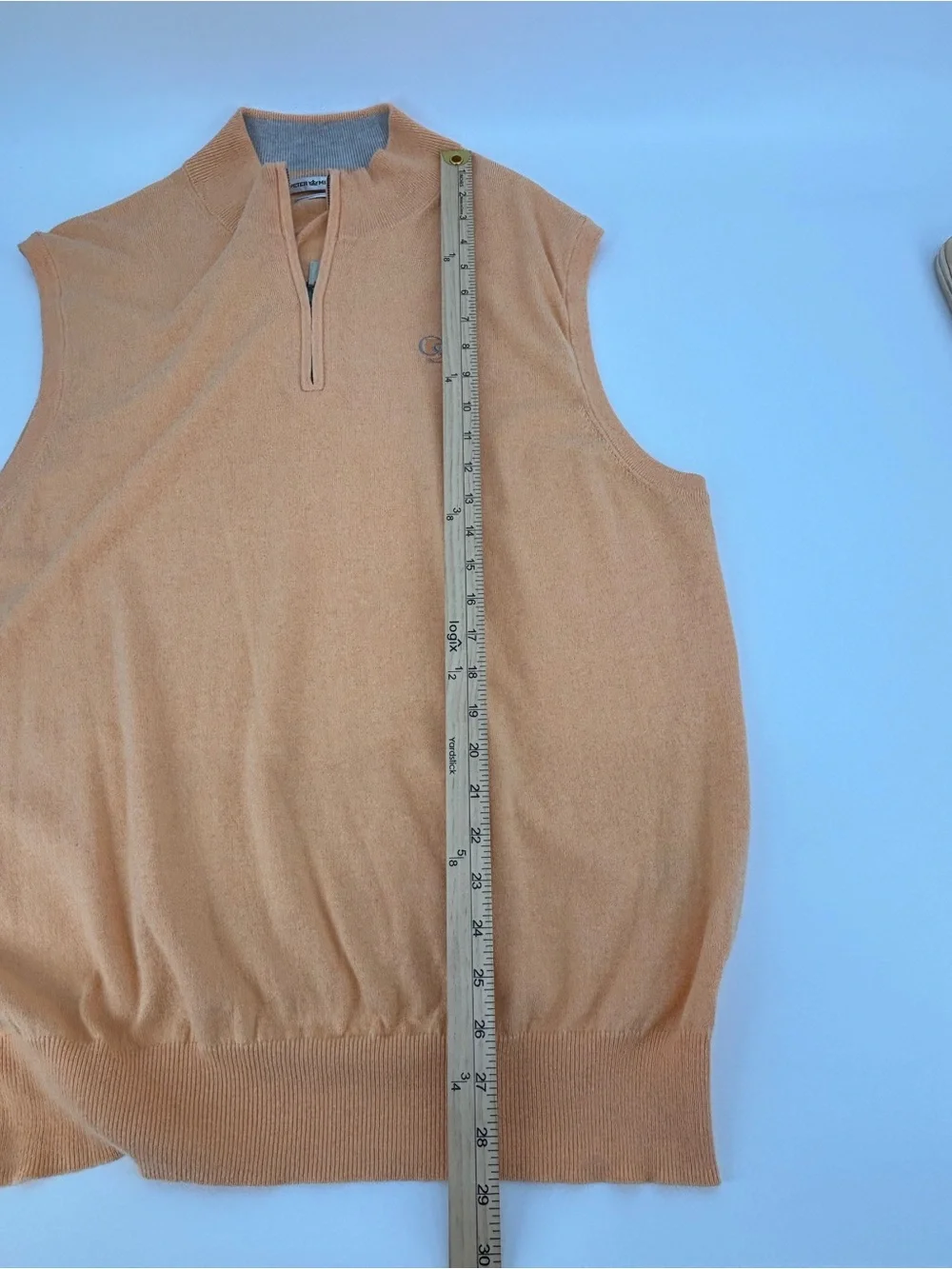 Peter Millar XL Orange 1/4 Zip Sweater Vest Cotton Cashmere Golf Ocean Course Lg